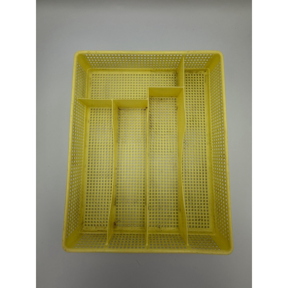 Vintage Yellow Plastic Silverware Drawer Organizer –  5 Slot - MCM